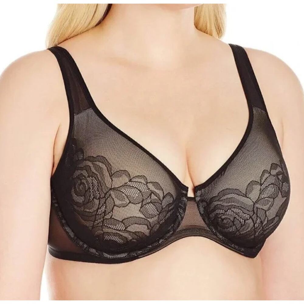 NWT Wacoal Stark Beauty Rose Lace Bra 855225 Women's Black Size 32D